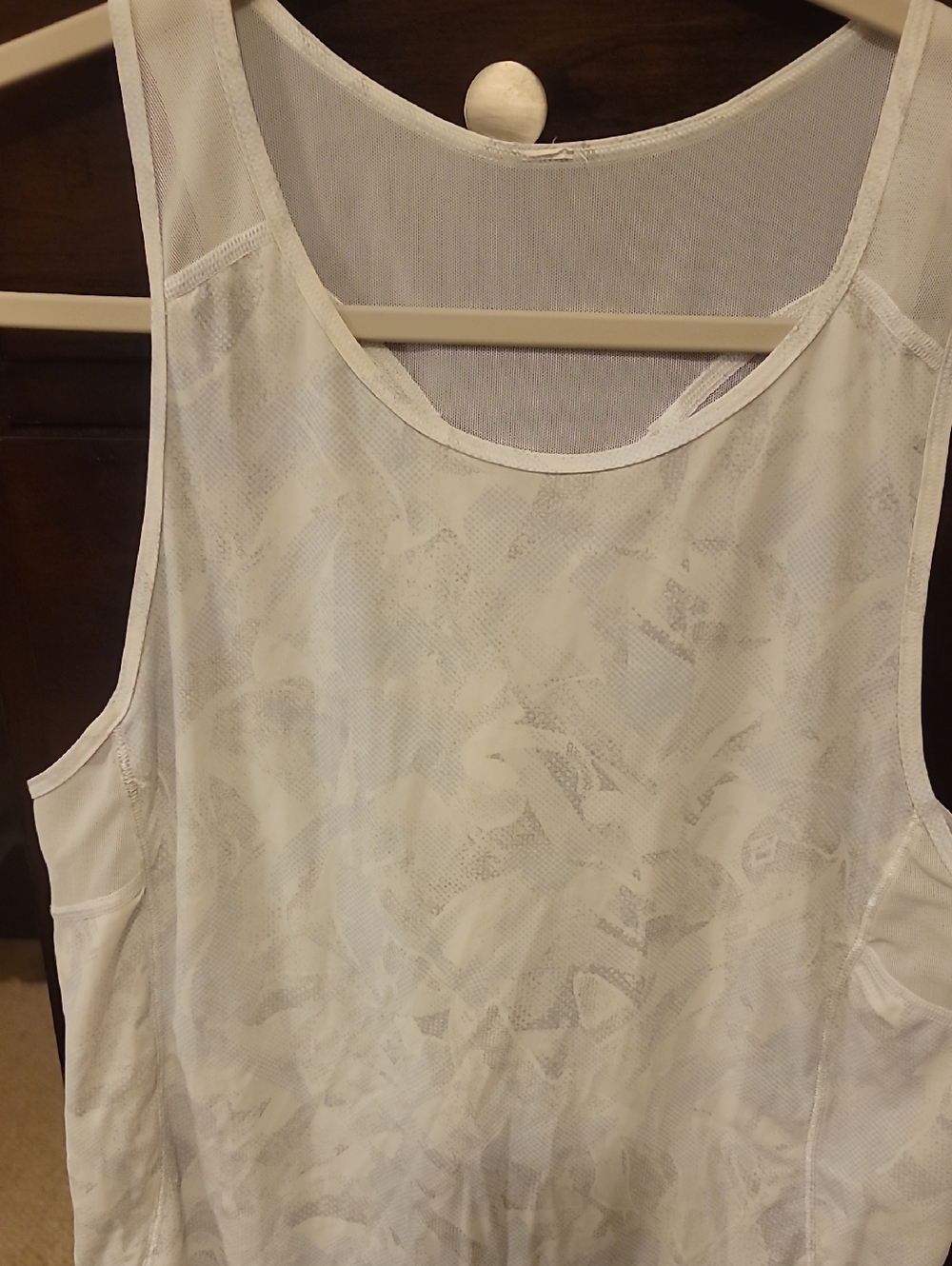 lululemon athletica White Sheer Mesh Muscle Tank Size 10